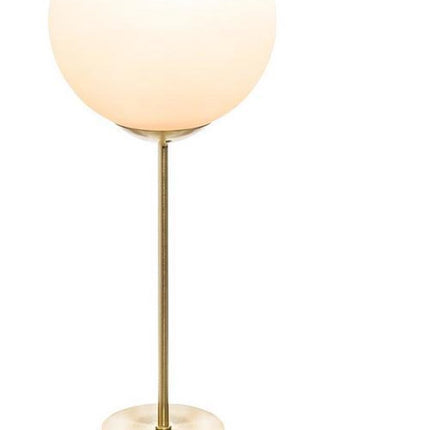Design tafellamp goud met witte glasbol hoogte 43cm