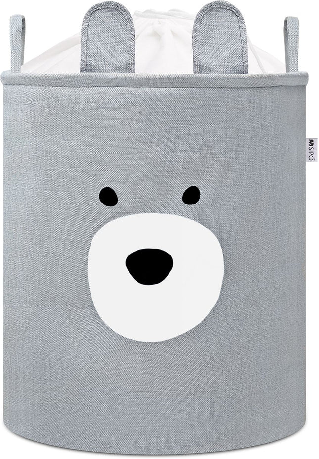Grijze Beer Speelgoedopbergmand - XXL Waterdichte Opbergbox - Berenhoofd Design - Polyester Kist - 63 Liter - 40x40x50 cm - Speelgoedmand - Wasmand - Kledingmand - Sipo