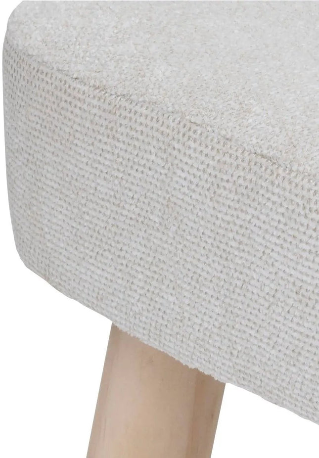 Thena Bijzettafel Krukje - Poef Driepoot in Ivoor - 32x32x36 cm - Zitkrukje - Bijzettafeltje - Decoratief Krukje -