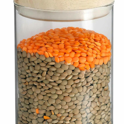 Secret de Gourmet Voorraadbus - 4x stuks - voorraadpot - 600 ml - glas - met houten deksel - voedsel - keuken