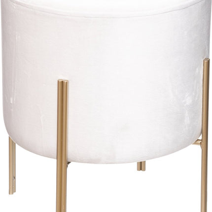 Atmosphera Velvet poef wit met gouden poten - Kruk - Fluweel - Velours