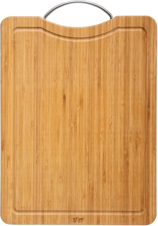 Snijplank met metalen handvat - 30 x 20 cm - bamboe hout - Serveerplank - Broodplank
