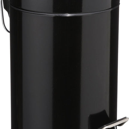 5Five Pedaalemmer - zwart - metaal - 3 liter - 17 x 25 cm - Voor badkamer en toilet - prullenbak