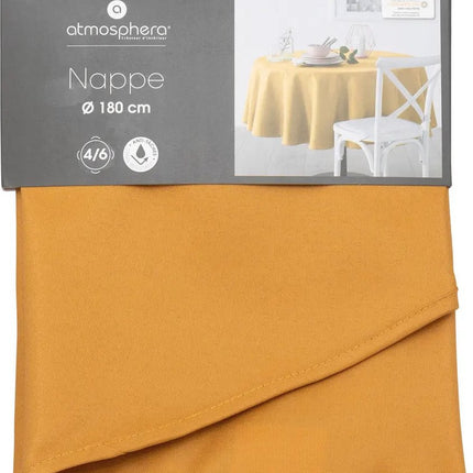 Atmosphera Tafelkleed rond - okergeel - Dia 180 cm - Eettafel tafellakens - polyester