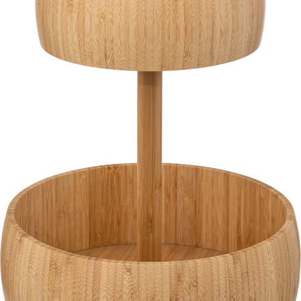 5Five Fruitmand bamboe - 2 Laags - Fruitschaal - decoratieve schaal - 29 cm