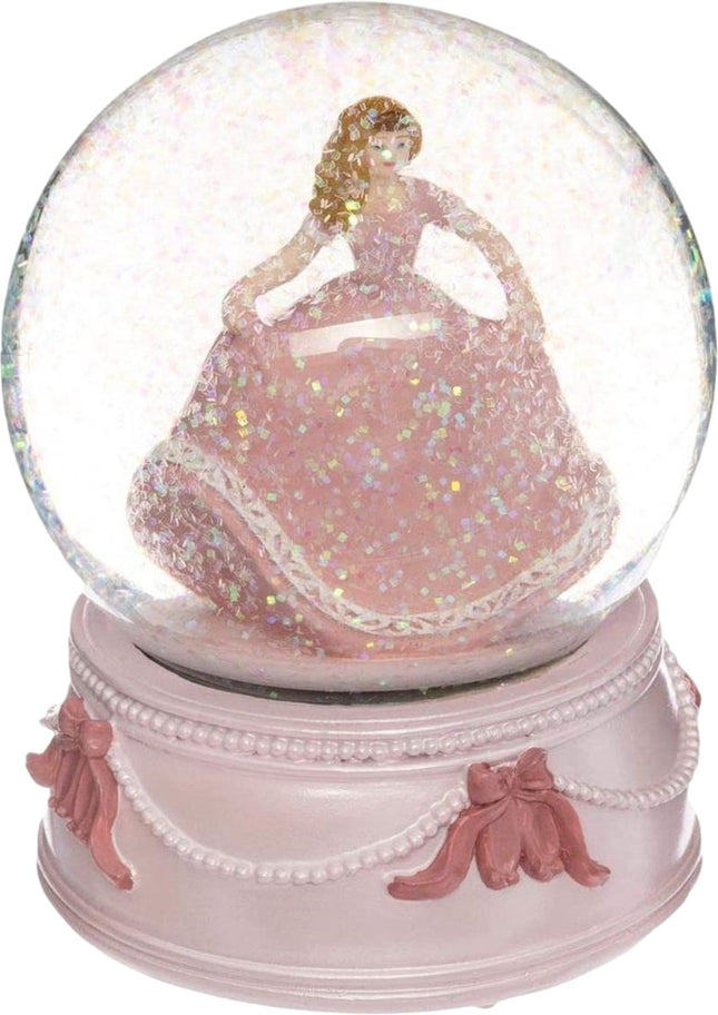 Sneeuwbol met muziek 'Prinses' - Roze 14x14x10cm