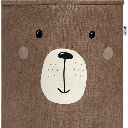 Bruine Beer Hoofd - Speelgoedopbergmand - XXL Waterdichte Opbergbox - Polyester Kist - 63 Liter - 40x40x50 cm - Speelgoedmand - Wasmand - Sipo