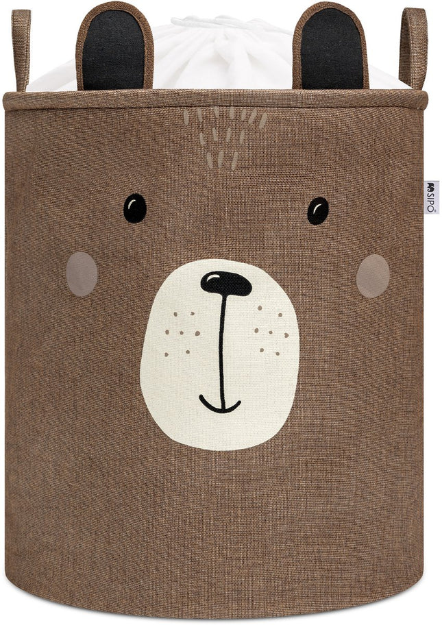 Bruine Beer Hoofd - Speelgoedopbergmand - XXL Waterdichte Opbergbox - Polyester Kist - 63 Liter - 40x40x50 cm - Speelgoedmand - Wasmand - Sipo