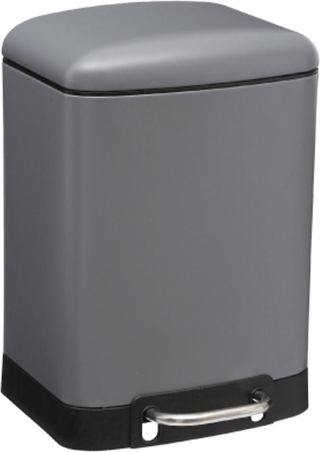 5Five Prullenbak/pedaalemmer - donkergrijs - metaal - 6 liter - 23 x 22 x 32 cm - toilet/badkamer