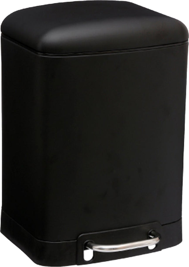 5Five Prullenbak/pedaalemmer - zwart - metaal - 6 liter - 23 x 22 x 32 cm - toilet/badkamer