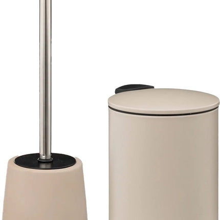 5Five Badkamer accessoires set - beige - pedaalemmer/wc-borstel