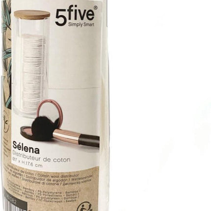 FiveÂ® Wattenschijfjes dispenser bamboe deksel - Wattenschijfjes - Met deksel