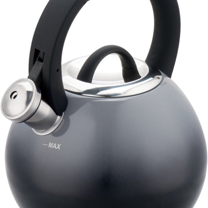 KLAUSBERG KB-7955 Fluitketel 3 L – waterkoker- Grafiet Glans – RVS – Soft-Touch – Inductie – Met Fluit