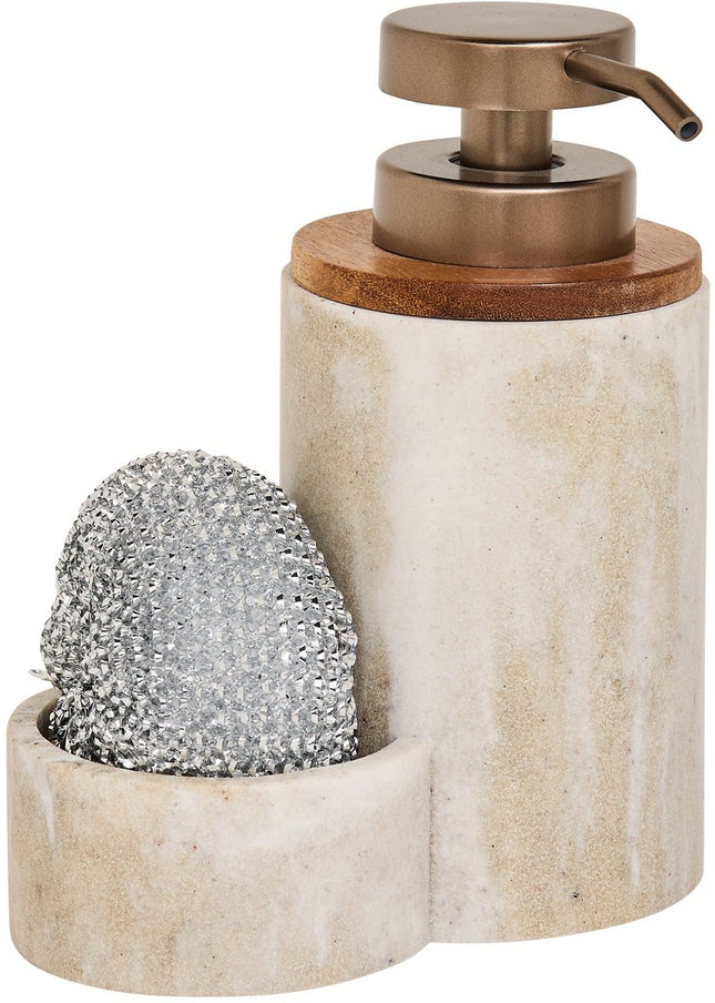 5Five Como Gootsteenorganizer met zeepdispenser - Marmereffect - 14x9xH19cm - Beige