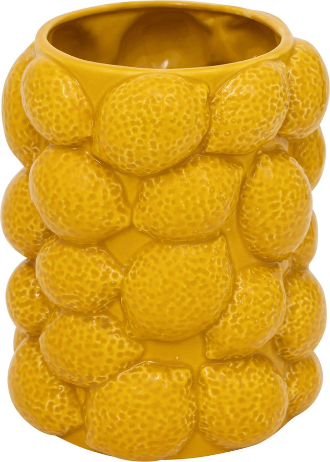 Atmosphera Keramische Yucatan Citroenvaas - Ø14xH18cm - Geel