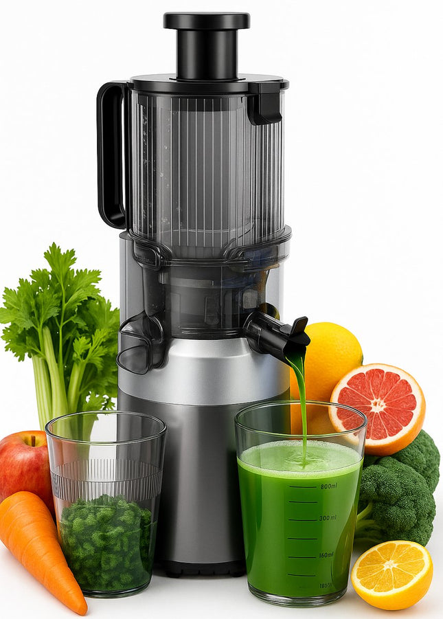 Klausberg KB-7881 Slowjuicer – Groenten- en Fruitpers | Cold Press | Brede XXL 113mm Invoer | RVS Behuizing | Stille Werking