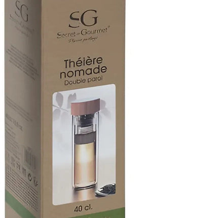 Secret de Gourmet Theefles - 2x - dubbelwandig - glas/bamboe - 40 cl - infusiefles/theepot