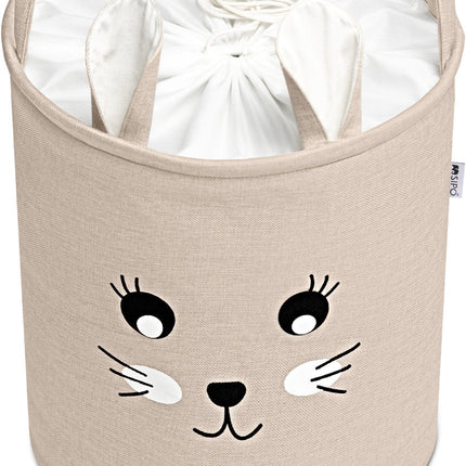 Konijnenhoofd Speelgoedopbergmand - XXL Waterdichte Opbergbox - Beige Knuffel Konijn - Polyester Kist - 63 Liter - 40x40x50 cm - Speelgoedmand - Kinderwasmand - Kledingmand - Sipo
