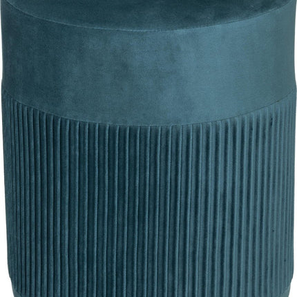 Atmosphera Nofy poef velvet - Blauw - H 38 CM