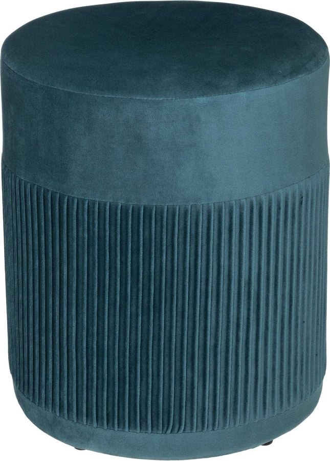 Atmosphera Nofy poef velvet - Blauw - H 38 CM