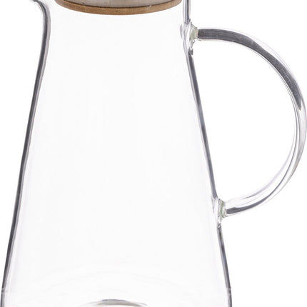 Karaf/schenkkan 1,5 liter van glas met bamboe houten deksel - Waterkan - Sapkan
