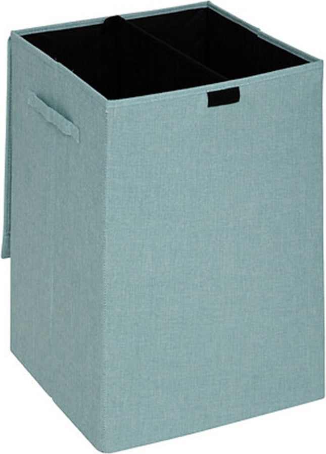 5Five Eureka sorteer wasmand - 2x - 74 liter - lichtblauw - 37 x 37 x 60 cm - MDF/Polyester stof - met afsluitklep