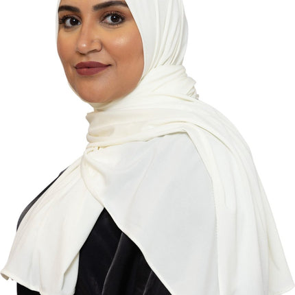Jersey Hoofddoek - Hijab - Sjaal - Turban - Dames Hoofddoek - Islamitisch Hoofddeksel - 70x180 cm - Kleur Gebroken Wit