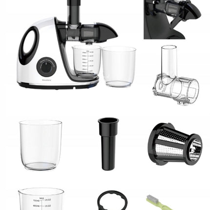Klausberg Slow Juicer KB-7864 – 150W | Cold Press | Stille Juicer - Groenten en Fruitpers – Met Pulpreservoir - Juice Maker - Wit