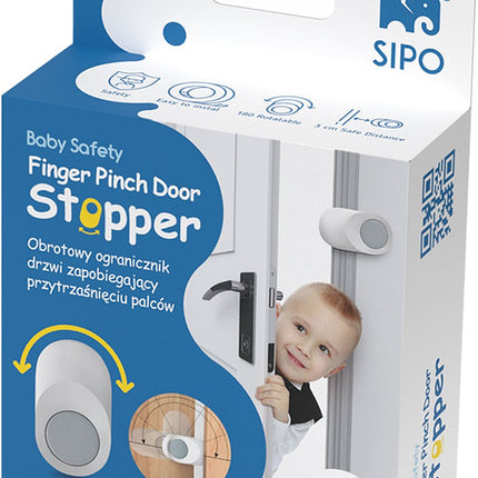 SIPO Deurbeschermer - Draaiende Vingerbescherming 2-delig - Beveiliging tegen Klemmen - Wit/Grijs - Bescherming Baby en Kind - Vingers tussen de deur