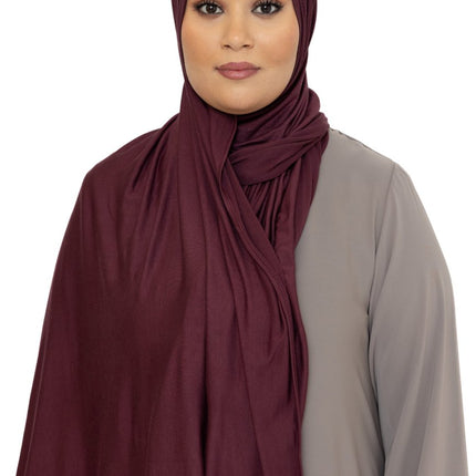 Katoen Stretch Hoofddoek - Hijab - Sjaal - Turban - Dames Hoofddoek - Islamitisch Hoofddeksel - 60x170 cm - Kleur Bordeauxrood