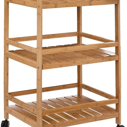 5Five Keukentrolley/kast - bruin - bamboe hout - 80 x 45 x 38 cm - 3 niveaus