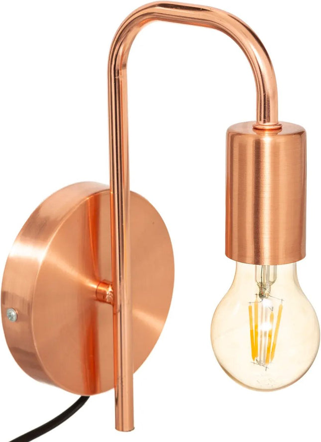 Atmosphera wandlamp 12 x 25 cm - koper kleur - E27 fitting - muur montage - metaal - huiskamer/gang - modern
