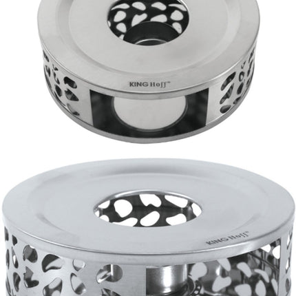 KINGHOFF KH-1898 Theewarmer – RVS, Ø15 cm, Langdurige Warmtebehoud voor Theepotten en Karaffen - Theepot Verwarmer - Waxinelichthouder