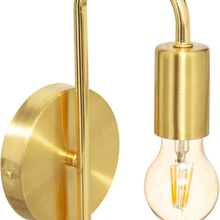 Atmosphera wandlamp 12 x 25 cm - goud kleur - E27 fitting - muur montage - metaal - huiskamer/gang - modern
