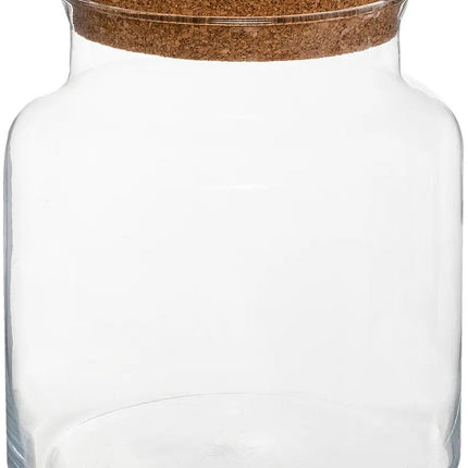 Atmosphera Pot/vaas van glas voor planten ecosysteem - deksel van kurk - D18 x H21 cm - terrarium