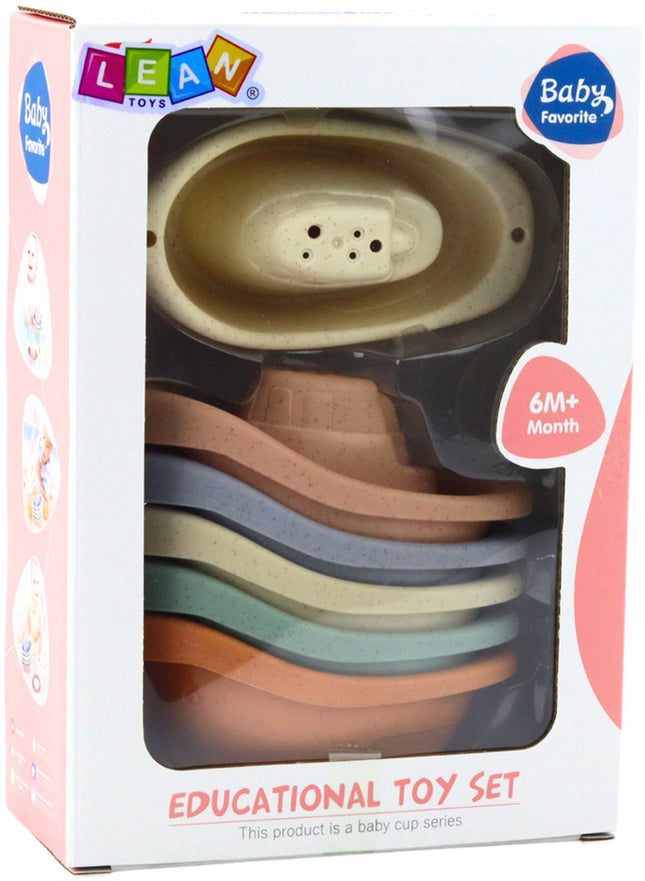Badspeelgoed Bootjes Set 6 Stuks - Pastel Kleuren - Babyspeelgoed voor in Bad - Educatief Speelgoed vanaf 6 Maanden - Zwembad Speelgoed - Douche speelgoed - Water speelgoed