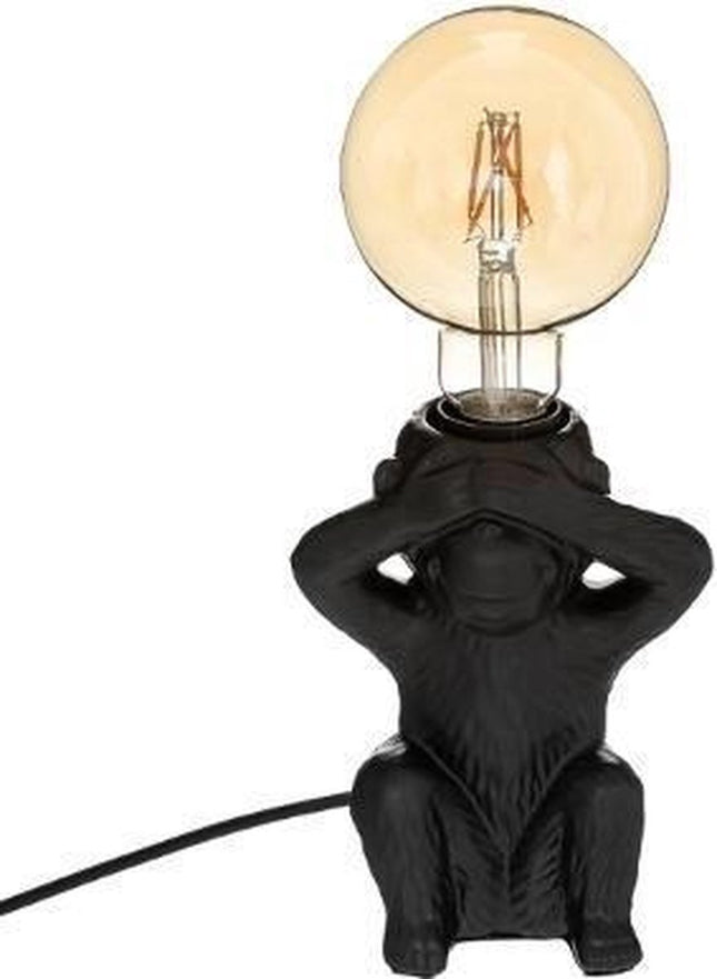 Lamp Aap - 17 cm Hoog - Zwart - Tafellamp - Modern