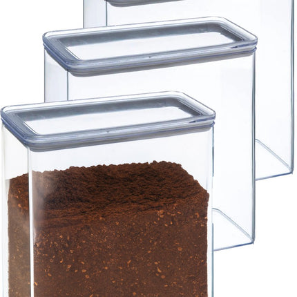 5Five Voorraadpot - 5x - keuken/voedsel - kunststof - 3000 ml - luchtdichte deksel - transparant - 20 x 10 x 20 cm
