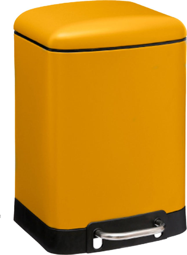 5Five Prullenbak/pedaalemmer - geel - metaal - 6 liter - 23 x 22 x 32 cm - toilet/badkamer