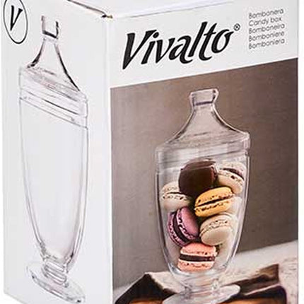 Vivalto Snoeppot/voorraadpot Candy Box - Bonbonniere - glas - met luchtdichte deksel - D12 x H24 cm - Koektrommel