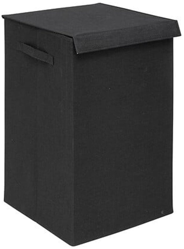 5Five Eureka sorteer wasmand - 74 liter - zwart - 37 x 37 x 60 cm - MDF/Polyester stof - met afsluitklep