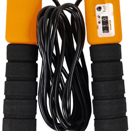 Springtouw met Sprongenteller - Instelbaar Fitness Springtouw 280 cm - Zwart en Oranje - Voor Cardio, Vetverbranding en Conditie - Springtouw met Teller - Jumpteller