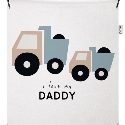 Truck Speelgoedopbergmand - Katoenen Opbergbox met "I Love My Daddy" - Kinderwasmand - 43 Liter - 35x35x45 cm - Sipo - Speelgoedmand - Kledingmand