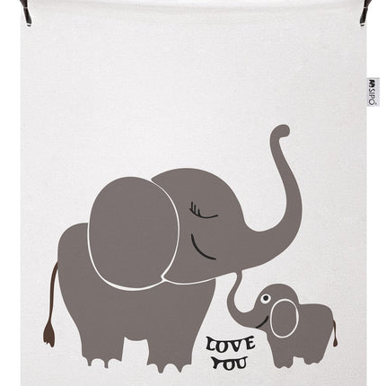 Sipo Speelgoedmand Olifant - Katoenen Opbergmand voor Speelgoed - Met Opdruk "Love You" - 43 Liter - 35x35x45 cm - Wasmand - Opbergmand - Multifunctioneel