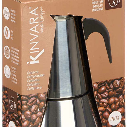 Kinvara Percolator Italiaans koffiezetapparaat - staal - zilver - 4kopjes - Koffiezetter