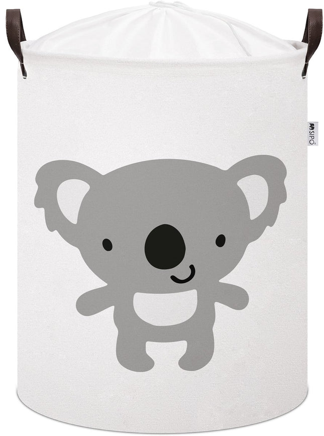 Sipo Koala Speelgoedopbergmand - Katoenen Wasmand voor Kinderen - Opbergbox met Trekkoord en Handvatten - 43 Liter - 35x35x45 cm