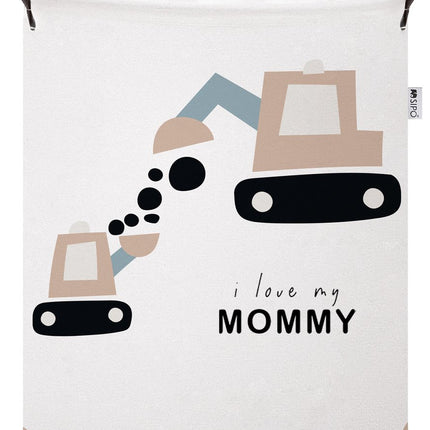 Graafmachine Speelgoedopbergmand - Katoenen Opbergbox met "I Love My Mommy" - Kinderwasmand - 43 Liter - 35x35x45 cm - Speelgoedmand - Sipo