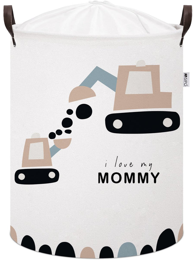 Graafmachine Speelgoedopbergmand - Katoenen Opbergbox met "I Love My Mommy" - Kinderwasmand - 43 Liter - 35x35x45 cm - Speelgoedmand - Sipo