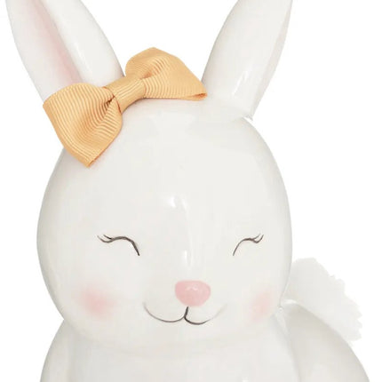 Atmosphera Spaarpot voor kinderen - konijntje - keramiek - wit - 14 x 22 cm - met dop