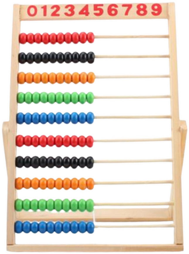 Houten Rekenrek Abacus met 100 Kleurrijke Kralen - 10 Rijen - Educatief Rekenhulpmiddel voor Kinderen - 30 x 22 cm - Houten Telraam - Leren Tellen